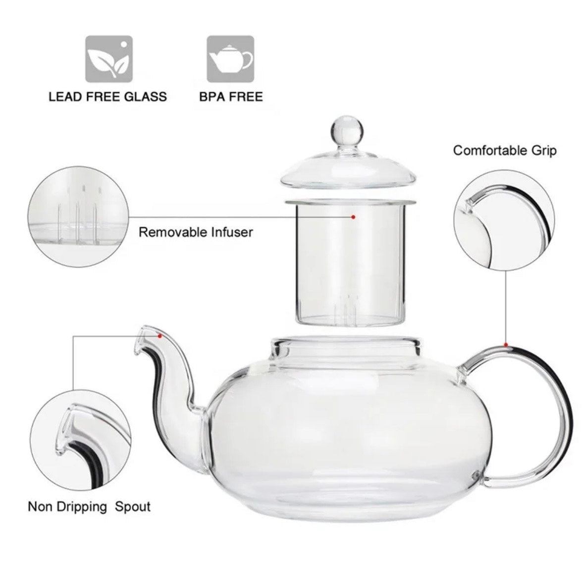 Glass Filtering Tea Maker Teapot